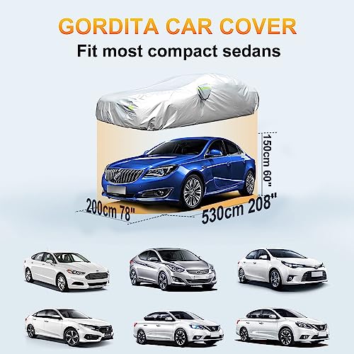 Waterproof Car Cover All Weather Snowproof UV Protection Windproof (Fit Sedan 208''x78''x60''inch)