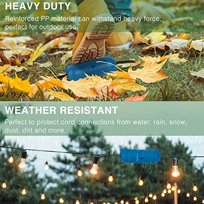 3 Pack] Flemoon Outdoor Extension Cord Safety Cover with Waterproof Seal (Blue / Small Box: 5.3" L x 2" W x 2" H)