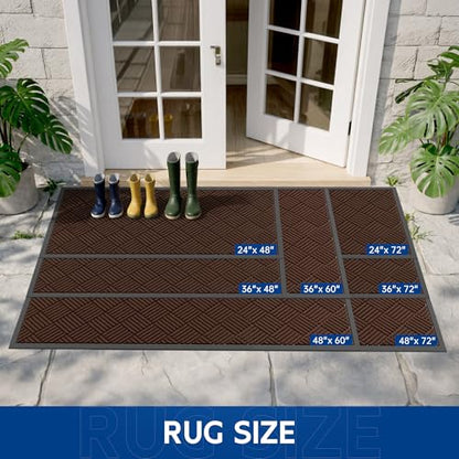 Durable Indoor Outdoor Door Mat (3' x 5' (Rectangular) / Brown-diamond)