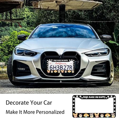 Dogs License Plate Frame (Dogs and paws)