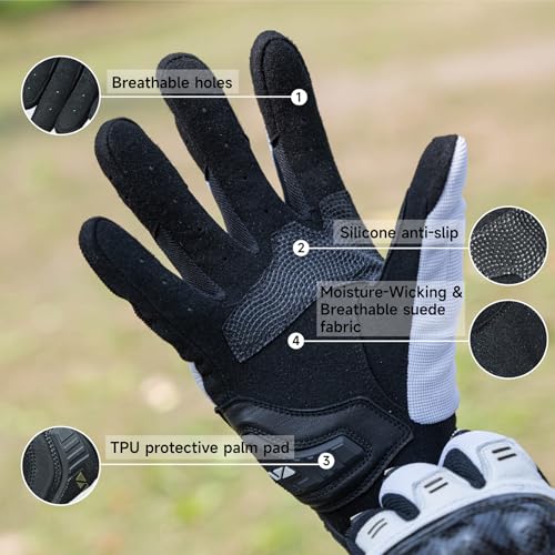 High Protection Motorcycle Gloves for Men (Small / White)