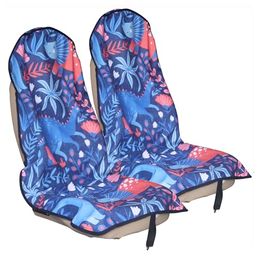 Car Seat Cover Protector Front Seats (2Pcs Front Seat Towel / Dinosaur)