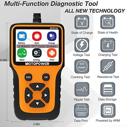 MP0515A 12V Car Battery Tester Automotive 100 (Compact)