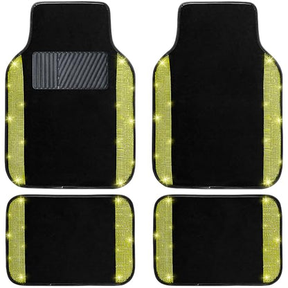 Bling Car Floor Mats Full Set (Yellow Diamond / Car Floor Mats (4 Pieces))