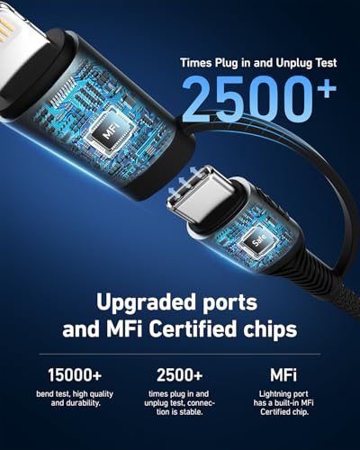 Coiled USB C to Lightning Cable 3FT (3FT - 1Pack / 2in1 USB C and Lightning / Black)