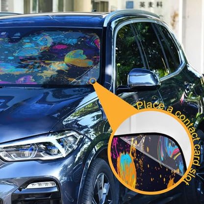 Car Windshield Sun Shade Colorful Butterflies Foldable Car Front Windshield Sunshade Blocks UV Rays Sun Visor Heat Protection for Truck SUV to Keep Your Vehicle Cool (Medium / Colorful Butterflies)