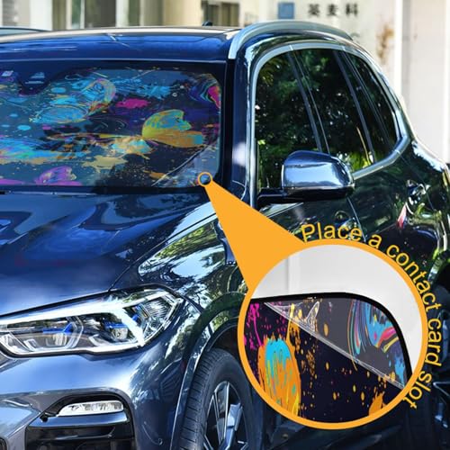 Car Windshield Sun Shade Colorful Butterflies Foldable Car Front Windshield Sunshade Blocks UV Rays Sun Visor Heat Protection for Truck SUV to Keep Your Vehicle Cool (Large / Colorful Butterflies)