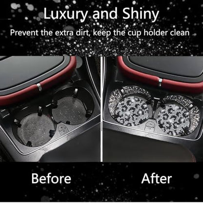 2pcs Bling Leopard Car Coasters (Snow Leopard / 2pcs)