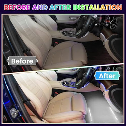 Atmosphere Lights Kit Strip Lights 2in1 Light Interior Car Lights Ambient Light Strip Flexible Color for car (White)