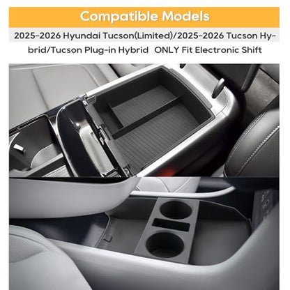 for Hyundai Tucson Electronic Shift Models Center Console Organizer (2025 2026 Hyundai Tucson Electronic Shift 3PCS)