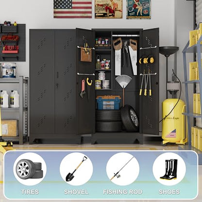 Metal Garage Storage Cabinet (75"h Black)