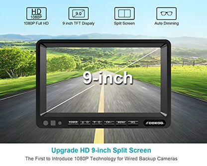HD 1080P 9" Wired Backup Camera (Ink Black / 9 inches 2-camera)