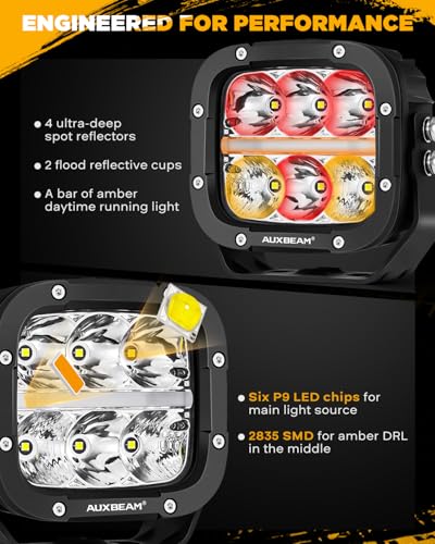 XP Ultra Series 5 Inch LED Offroad Lights Amber White LED Pods (5" XP-Ultra Amber White DRL Combo Lights)