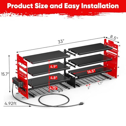 Large Power Tool Organizer Wall Mount with Charging Station (Red / Large)