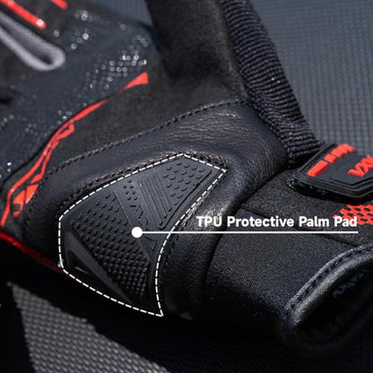 Motorcycle Gloves for Men Women (Black Red / XX-Large)