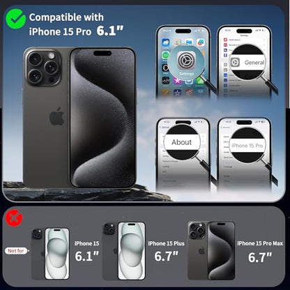 Magnetic Case for iPhone 15 Pro with Stand (6.1" (for iPhone 15 Pro) / Matte Black)