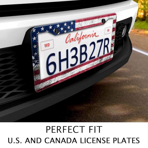 Vintage American Flag License Plate Frame (Retro American Flag)
