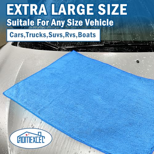 Professional Large Microfiber Car Drying Towels 2 Pack (Blue / 31 x 24 Inch)