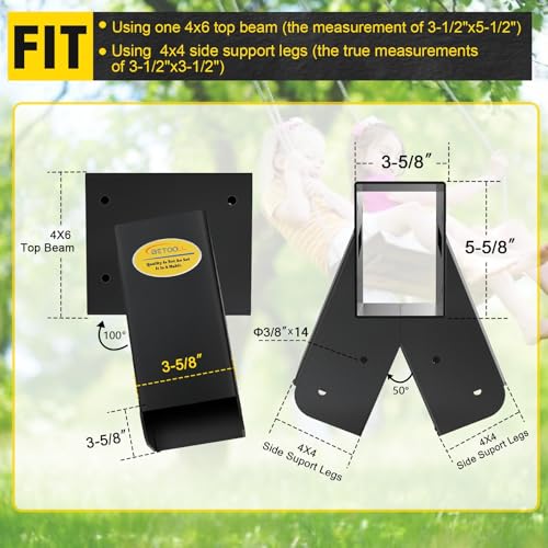 A Frame 1pcs Bracket Swing Set Bracket for Heavy Duty Swing Set (End Brackets(1Pcs-Black))