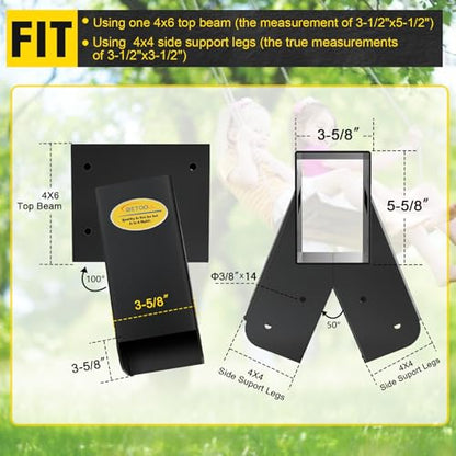 A Frame 1pcs Bracket Swing Set Bracket for Heavy Duty Swing Set (End Brackets(1Pcs-Black))