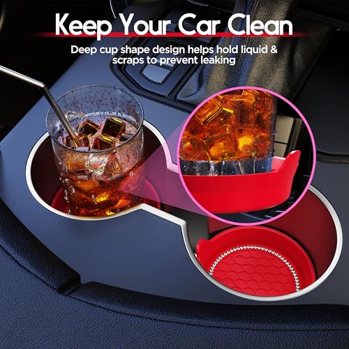 4 Pack Car Cup Holder Coaster Bling Crystal Rhinestone Car Interior (Red / 4 Pack)