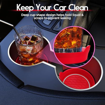 4 Pack Car Cup Holder Coaster Bling Crystal Rhinestone Car Interior (Red / 4 Pack)