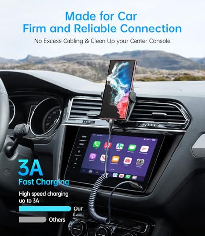 USB C to C Cable 3FT for Car Coiled USB C Cable Fast Charging for iPhone 17 (3FT / USB C to USB C / Black)