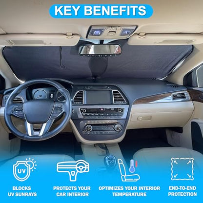 2 Piece Car Windshield Sun Shade Foldable (Small)