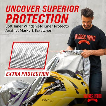 Waterproof Motorcycle Cover Street & Sport Bikes (Light Gray / [S] 86"L x 36"W x 50"H)