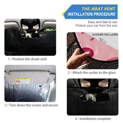 Car Windshield Sun Shade Bow Cherry Pink Foldable Car Front Windshield Sunshade Blocks UV Rays Sun Visor Heat Protection for Truck SUV to Keep Your Vehicle Cool (Large / Bow Cherry Pink)