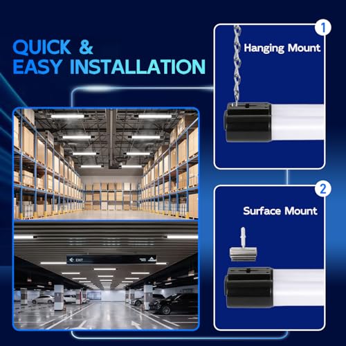 60W 4FT Linkable LED Shop Light for Garage (Black / 4FT-60W)