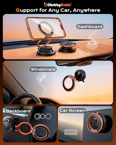 ChubbyGrip AirVac Magnetic 360° Adjustable Car Phone Holder with Gel Base (B-Gel Base / 1 Pack)
