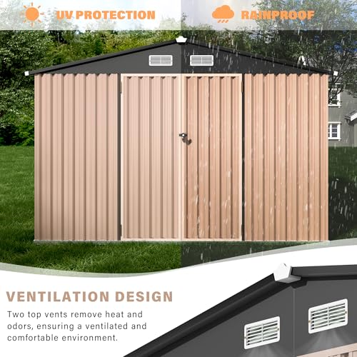6x8 FT Metal Storage Sheds Outdoor (Brown / 6x8FT)