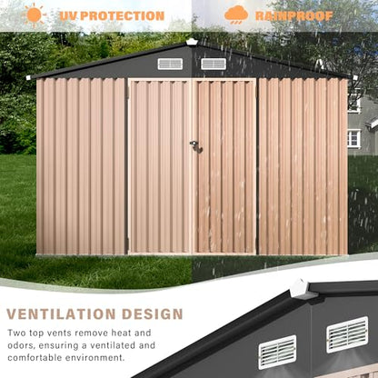 6x8 FT Metal Storage Sheds Outdoor (Brown / 6x8FT)