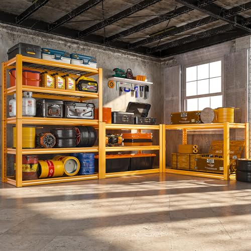 Storage Shelves 40''W Garage Shelving Heavy Duty Metal Shelving 2000LBS Metal Shelves 5 Tier Industrial Shelf for Kitchen Pantry Warehouse Basement 72" H x 40''W x 17.8''D Yellow (72"H x 17.8"D x 40"W)