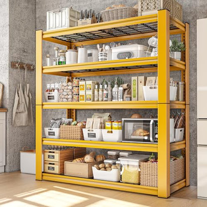 72''H Garage Shelving 3010 LBS Storage Shelves Adjustable Metal Shelving 5 Tier Metal Shelves for Storage Industrial Shelf for Kitchen Pantry Warehouse Basement 72" HX35.5 WX16 D (Yellow)