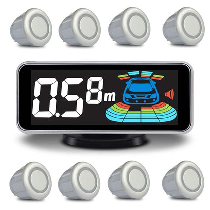 Car Parking Sensors Kit Reverse Radar parktronic System Auto Electronics Vehicle Back Assistant Reverse 8 Sensor (Silver)