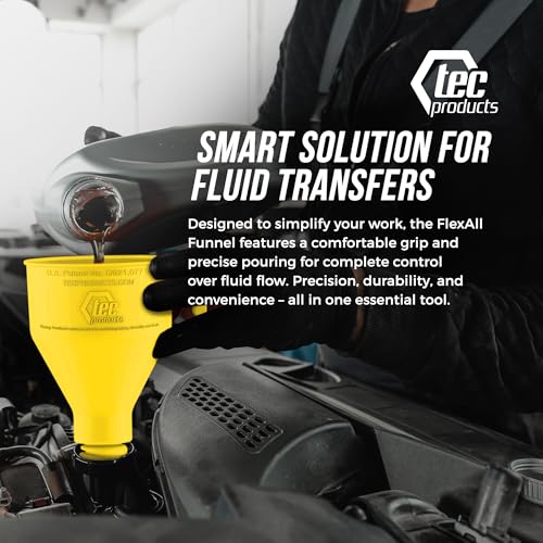 FlexAll Long Flexible Oil Change Funnel (Yellow / Small)