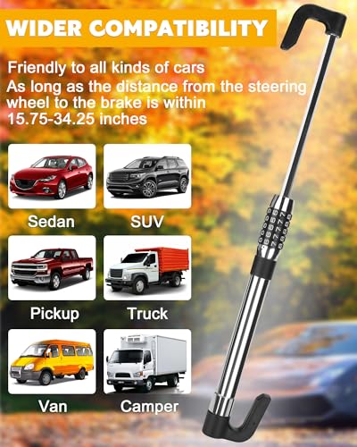 Steering Wheel Lock Anti Theft Device Retractable Brake Pedal Lock Keyless Password 5 Coded Combination Anti Theft Car Security Device Heavy Duty Universal Fit for Vehicle Car Truck Van SUV (Max length of 35.8")