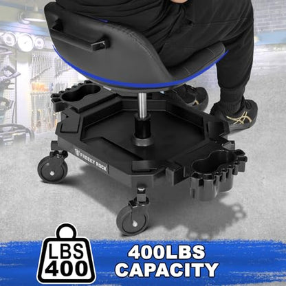 Rolling Stool with Wheels (Carbon Fiber Blue)