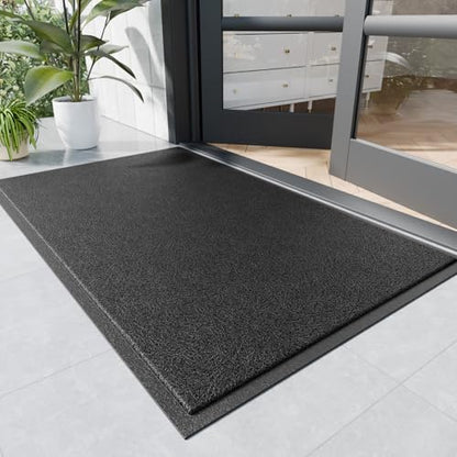 Sturdy Front Door Mat (4' x 6' (Rectangular) / Black-mess)