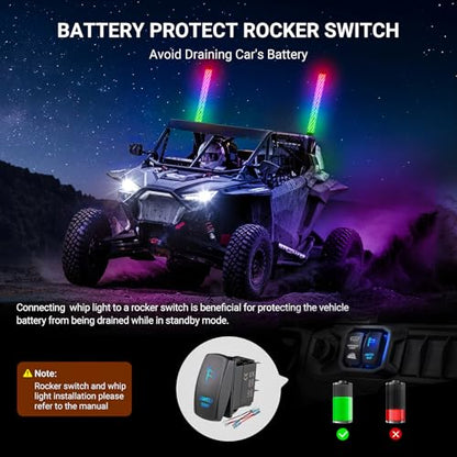 3FT Fat Whip Lights for UTV ATV with Spring Base (3FT-1PC)