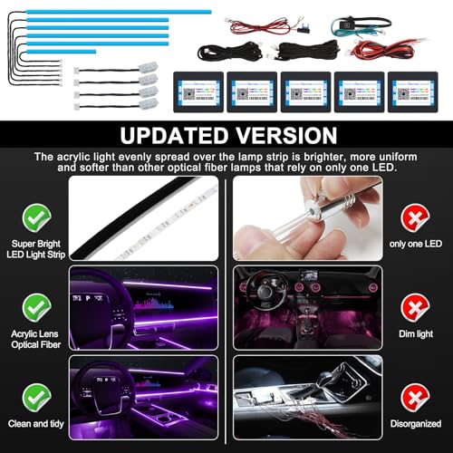 Acrylic Interior Car LED Strip Light with Wireless APP (RGB 10 lights)