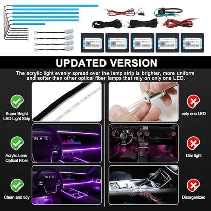 Acrylic Interior Car LED Strip Light with Wireless APP (RGB 10 lights)