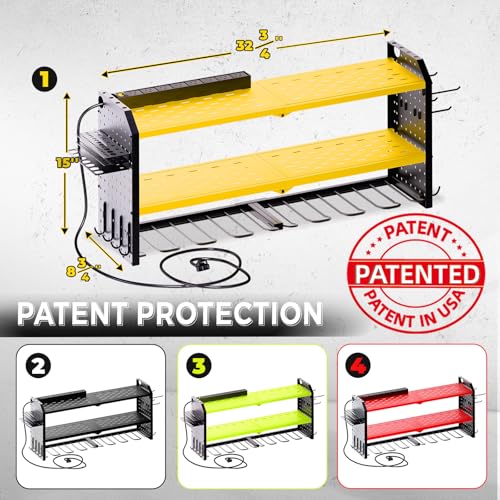 Power Tool Organizer with Charging Station (8 DRILL YELLOW / Yellow-32 inches)