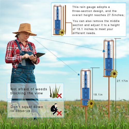Rain Gauge Outdoor (3-section Flower Rain Gauge)