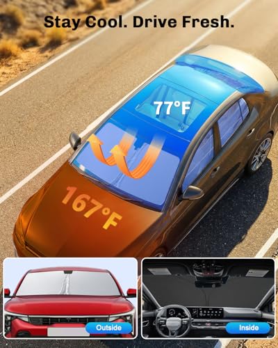 for 2025 2026 Kia K4 Windshield Sunshade for 2026 Kia K4 Accessories Sunshade Foldable Sun Shield 2025 K4 Sunshade Sun Protector Front Windows Sun Protection Block UV Rays (2025 2026 Kia K4)