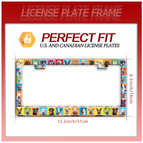 Dog Pet Puppy Stainless Steel License Plate Frame for US Cars Decor (Dog)