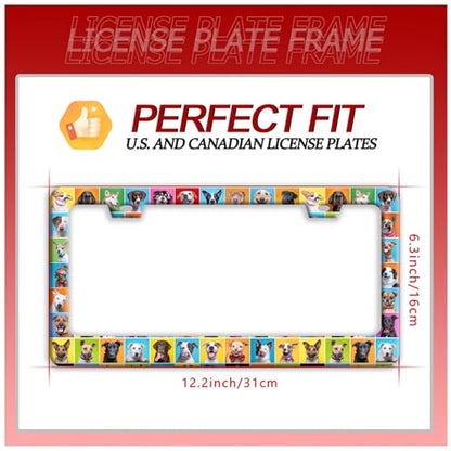 Dog Pet Puppy Stainless Steel License Plate Frame for US Cars Decor (Dog)