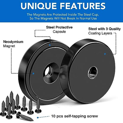 10 Pack Strong Magnets 150LB Cup Magnet with Countersunk Hole